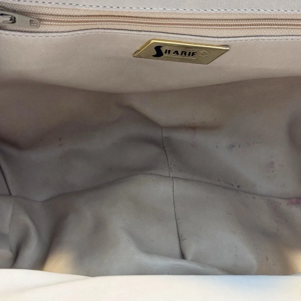 Sharif Champagne Gold Leather Handbag 11x7x4 Inches